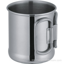 Copa de campamento de acero inoxidable de 10 oz con asa